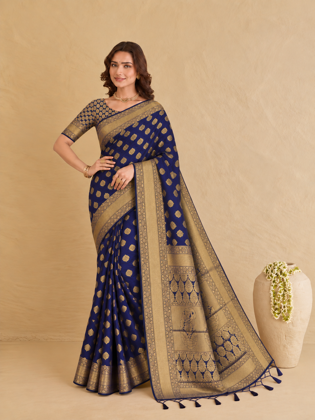Royal Blue Banarasi Silk Saree