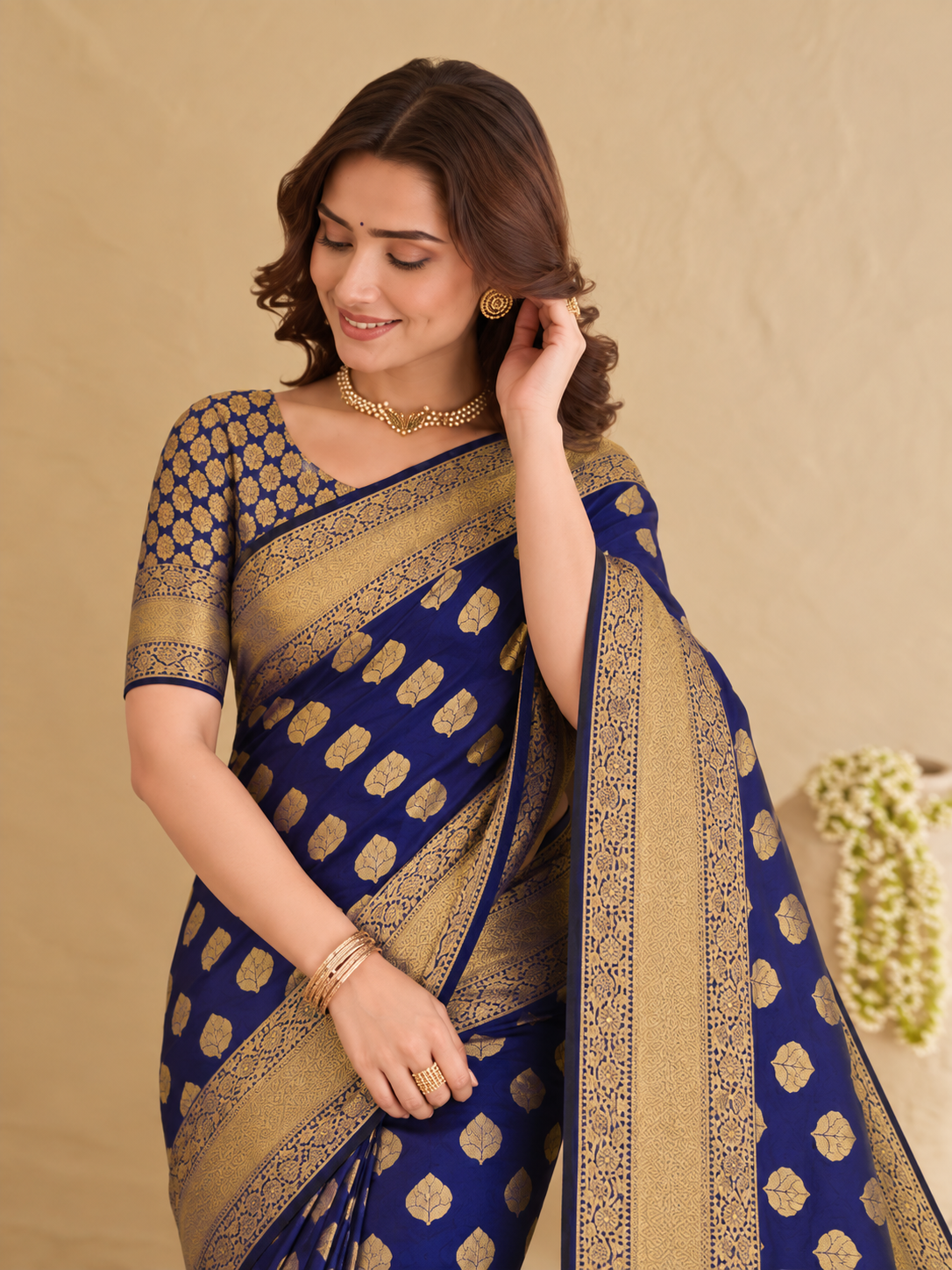 Royal Blue Banarasi Silk Saree