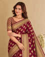 Maroon Banarasi Silk Jacquard Work Saree
