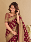 Maroon Banarasi Silk Jacquard Work Saree