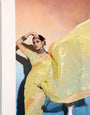 Light Yellow Embroidered Tissue Cotton silk saree