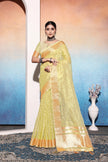 Light Yellow Embroidered Tissue Cotton silk saree