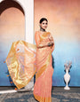 Orange Embroidered Tissue Cotton silk saree