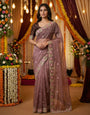 Brown Floral Sequins Jimmy Choo Saree