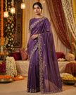 Wine Floral Sequins Jimmy Choo Saree
