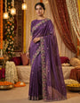 Wine Floral Sequins Jimmy Choo Saree