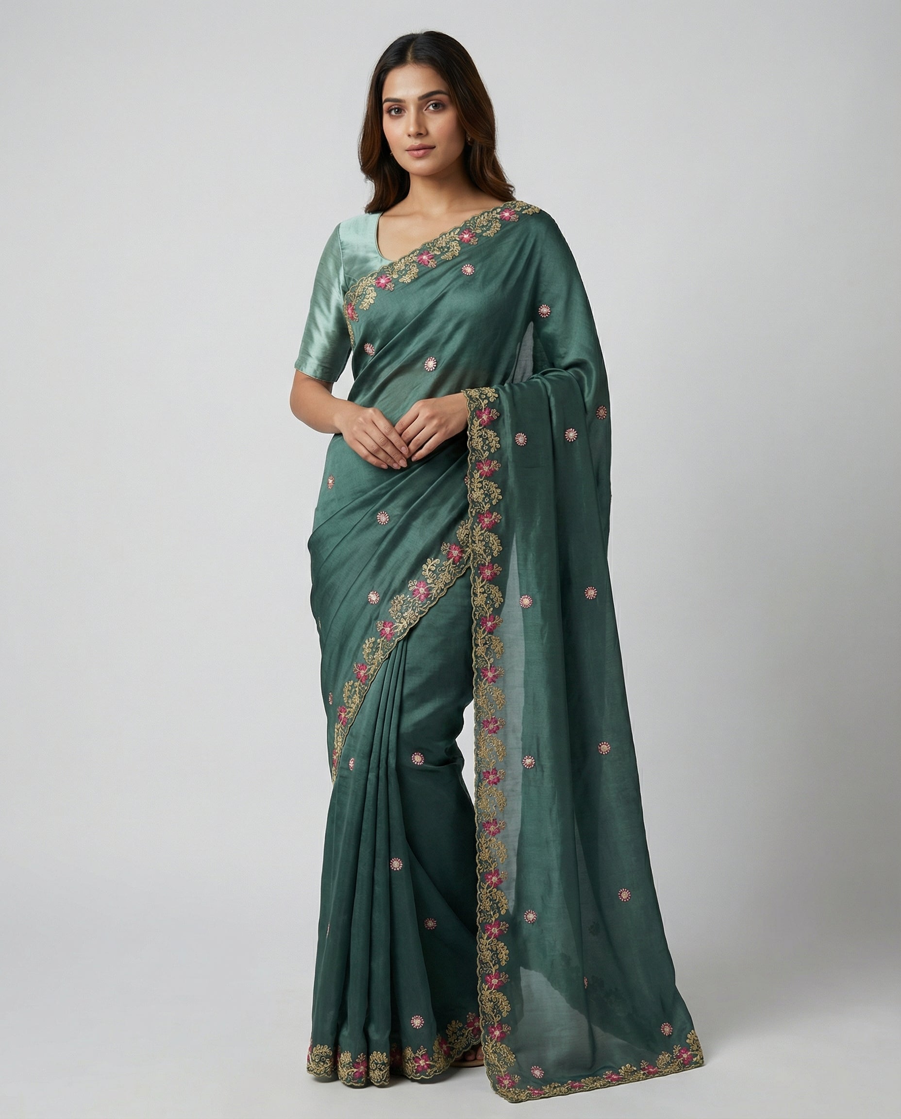 Rama Floral Sequins Jimmy Choo Saree