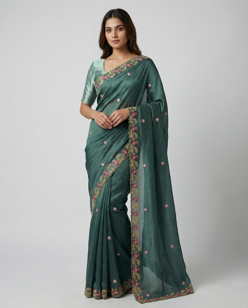 Rama Floral Sequins Jimmy Choo Saree