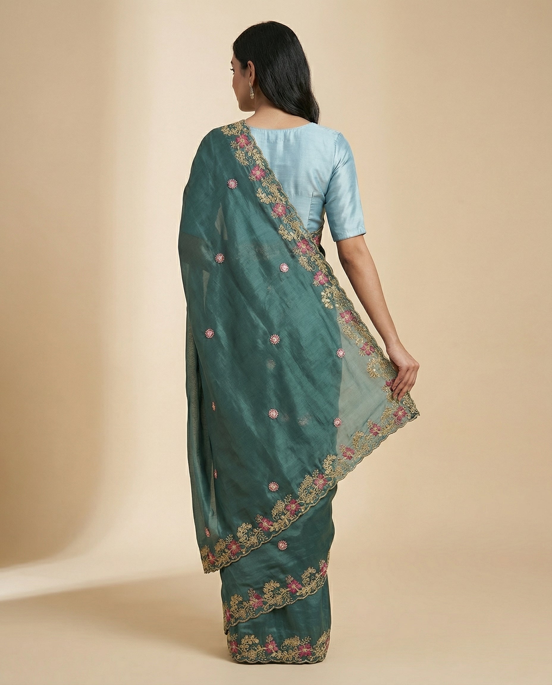 Rama Floral Sequins Jimmy Choo Saree