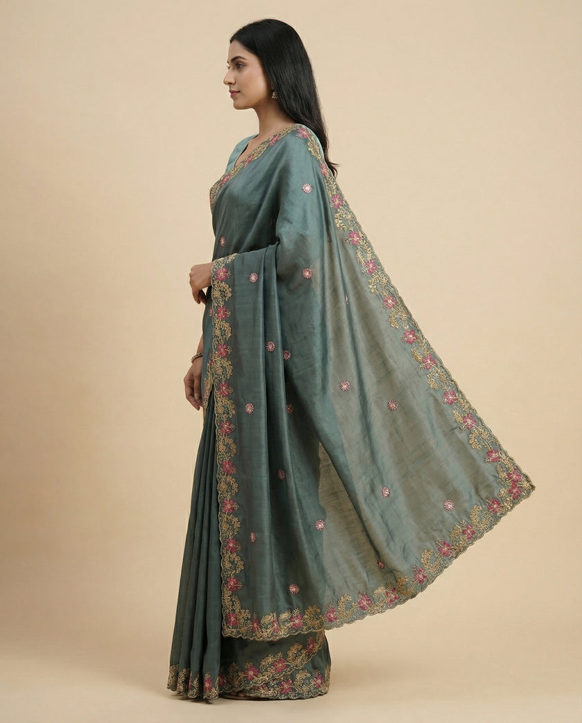 Rama Floral Sequins Jimmy Choo Saree