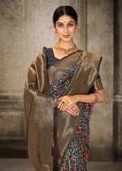 Black Pashmina Banarasi Silk Saree