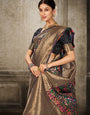 Black Pashmina Banarasi Silk Saree