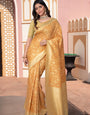 Yellow Zari Woven Cotton Silk Saree