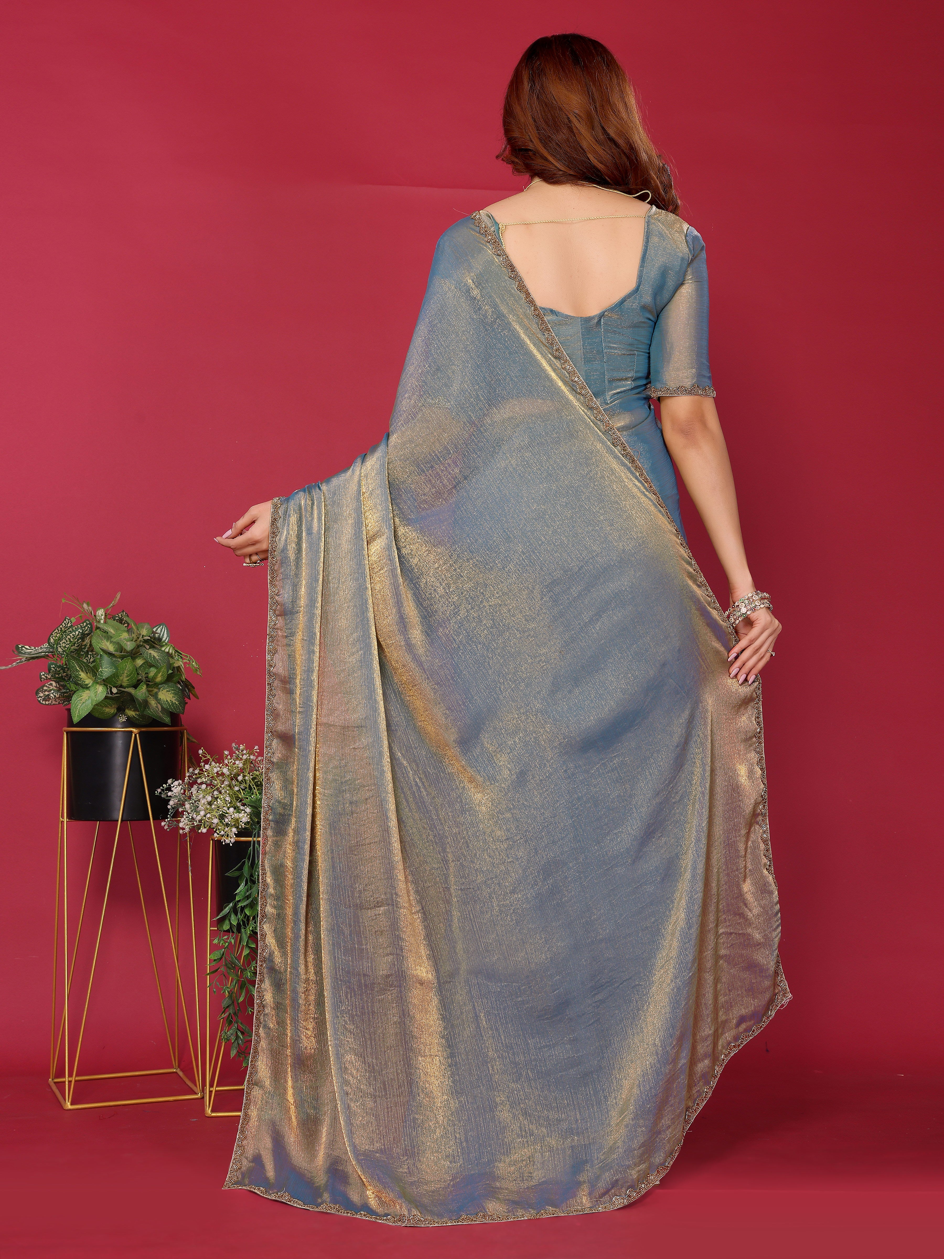 Alagini blue designer silk saree