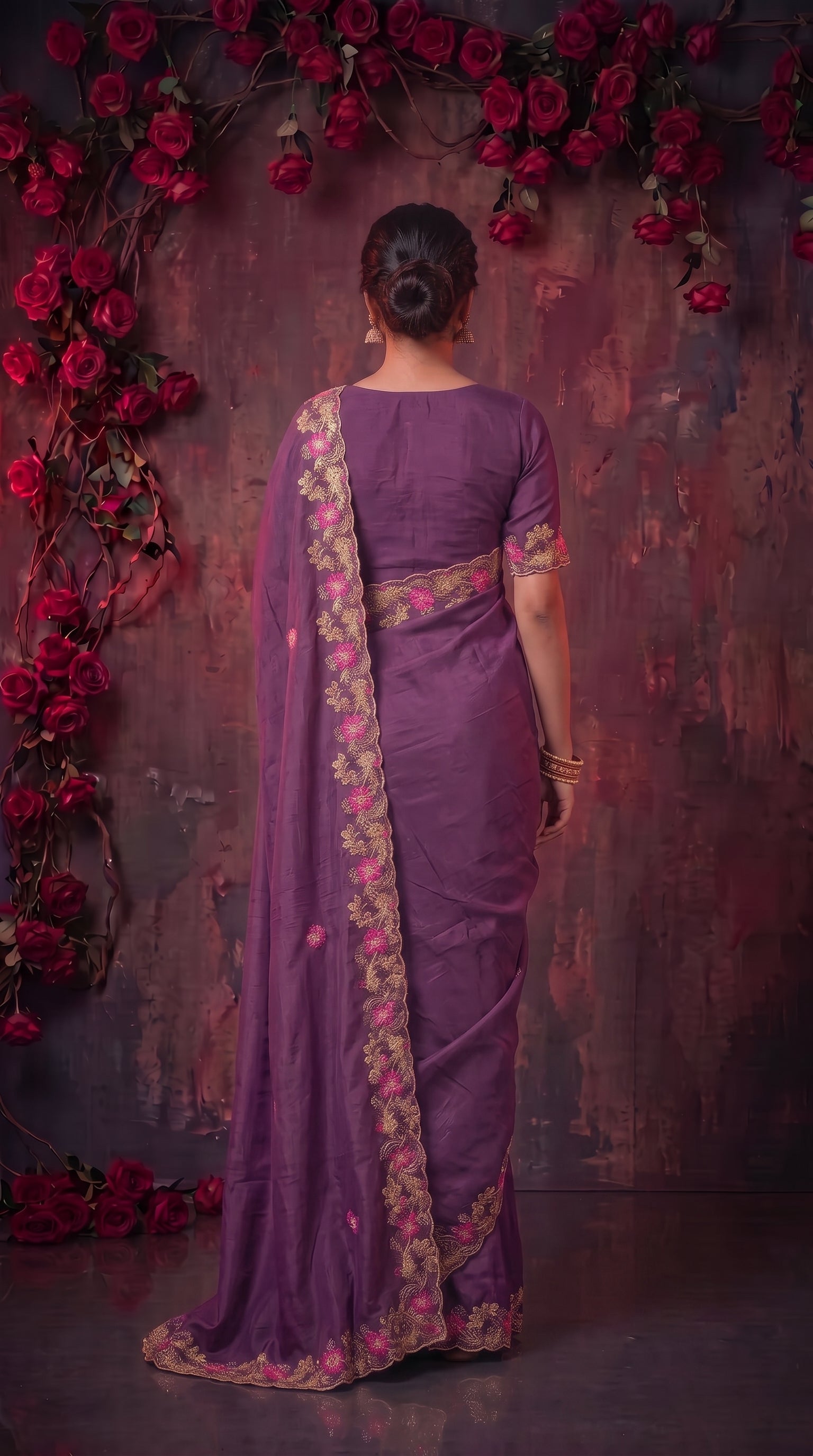 Wine Sequins work Jimmy Choo Saree