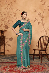 Rama Floral Sequins Border work Jimmy Choo Saree