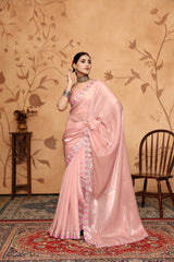 Pink Floral Sequins Border work Jimmy Choo Saree