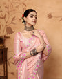 Pink Floral Sequins Border work Jimmy Choo Saree