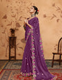 Wine Floral Sequins Border work Jimmy Choo Saree