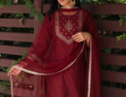 Maroon Silk Stitched Suit