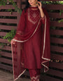 Maroon Silk Stitched Suit