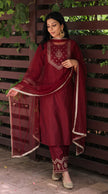 Maroon Silk Stitched Suit
