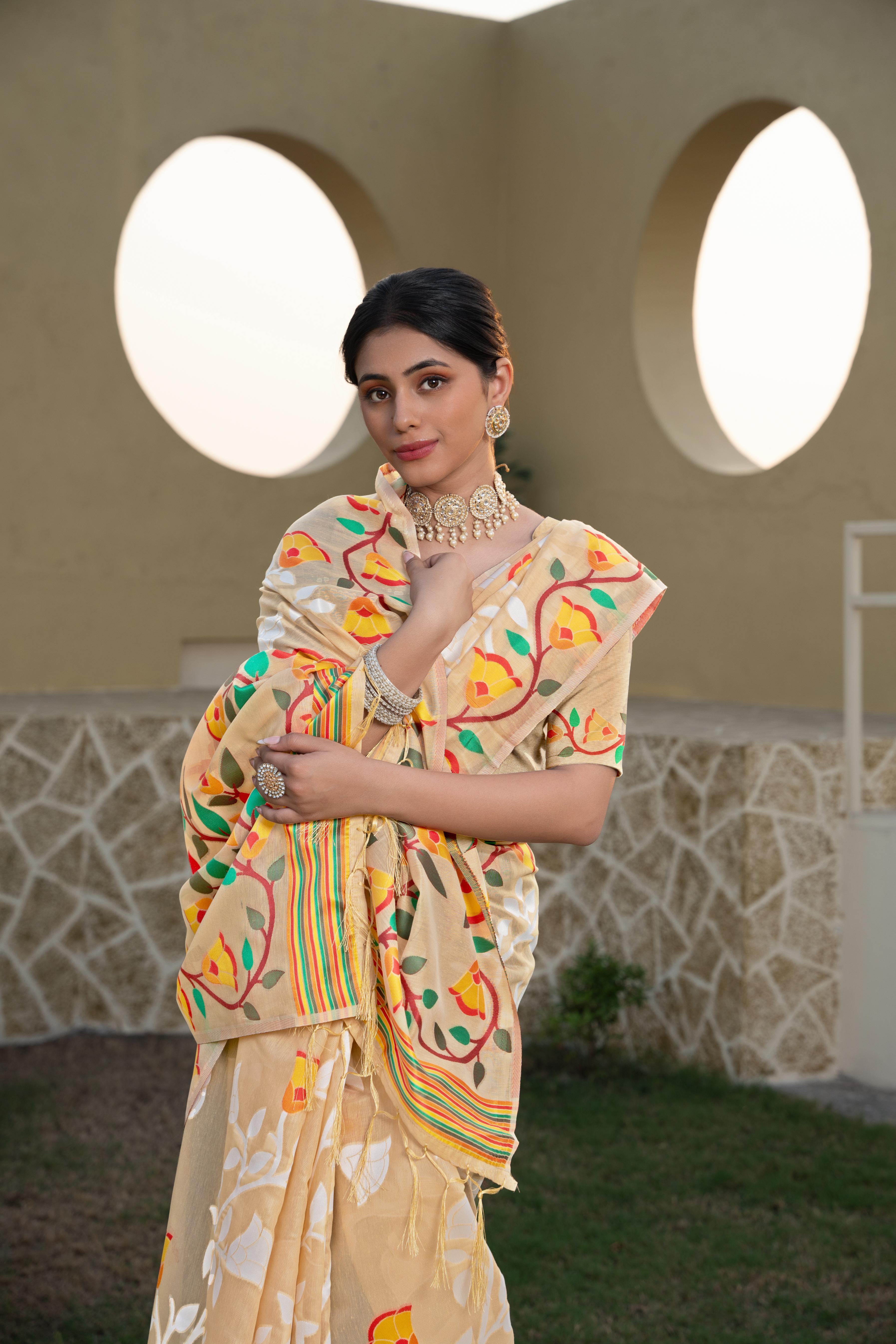 Beige Color Floral Print Casual Wear 
