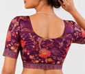Purple Banglori Silk Handwork Stitched Blouse For Navratri