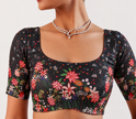 Black Banglori Silk Handwork Stitched Blouse For Navratri