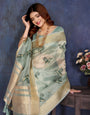 Blue Viscose Thread Work Saree