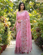 Pink Linen Silk Saree