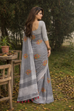 Grey Linen Silk Saree