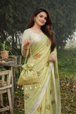 Green Linen Silk Saree