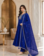 Navy Blue Vichitra Silk Stitched Suit