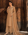 Beige Silk Stitched Suit