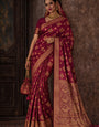 Wine Pure Banarasi Silk Saree