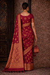 Wine Pure Banarasi Silk Saree