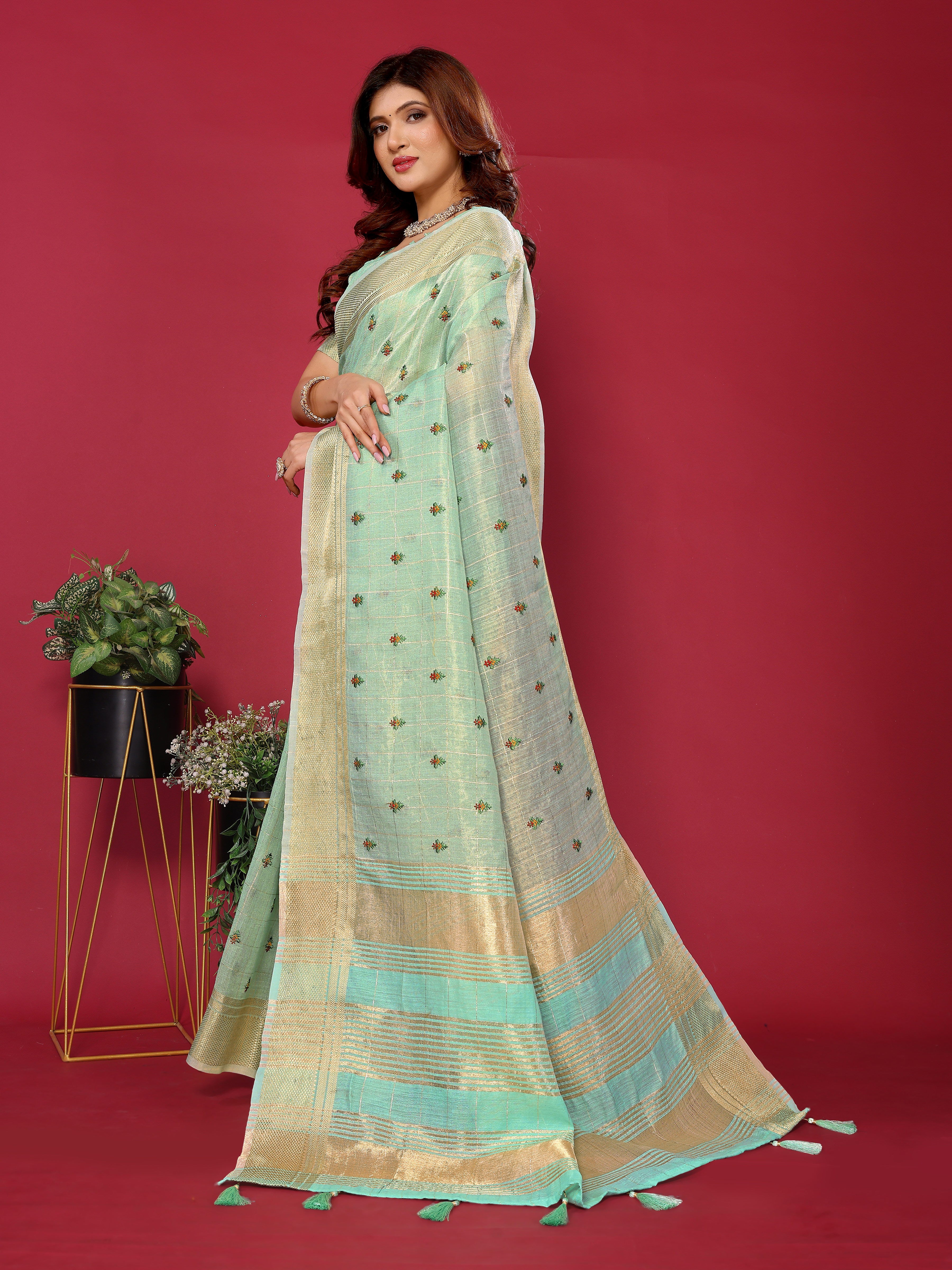 Cotton silk saree with blouse piece online