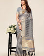 Grey Designer Embroidery Saree