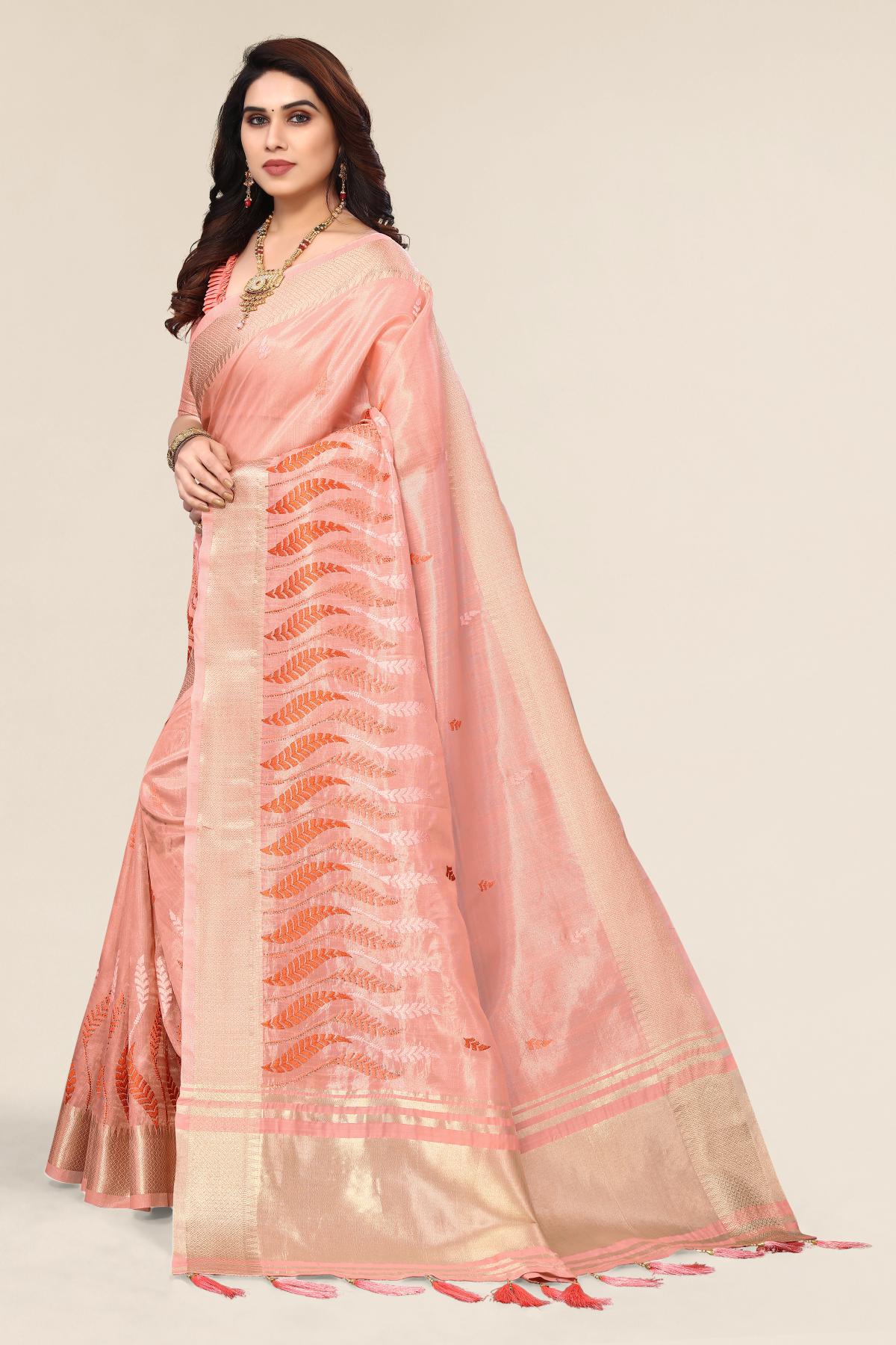 Pink Designer Embroidery Saree