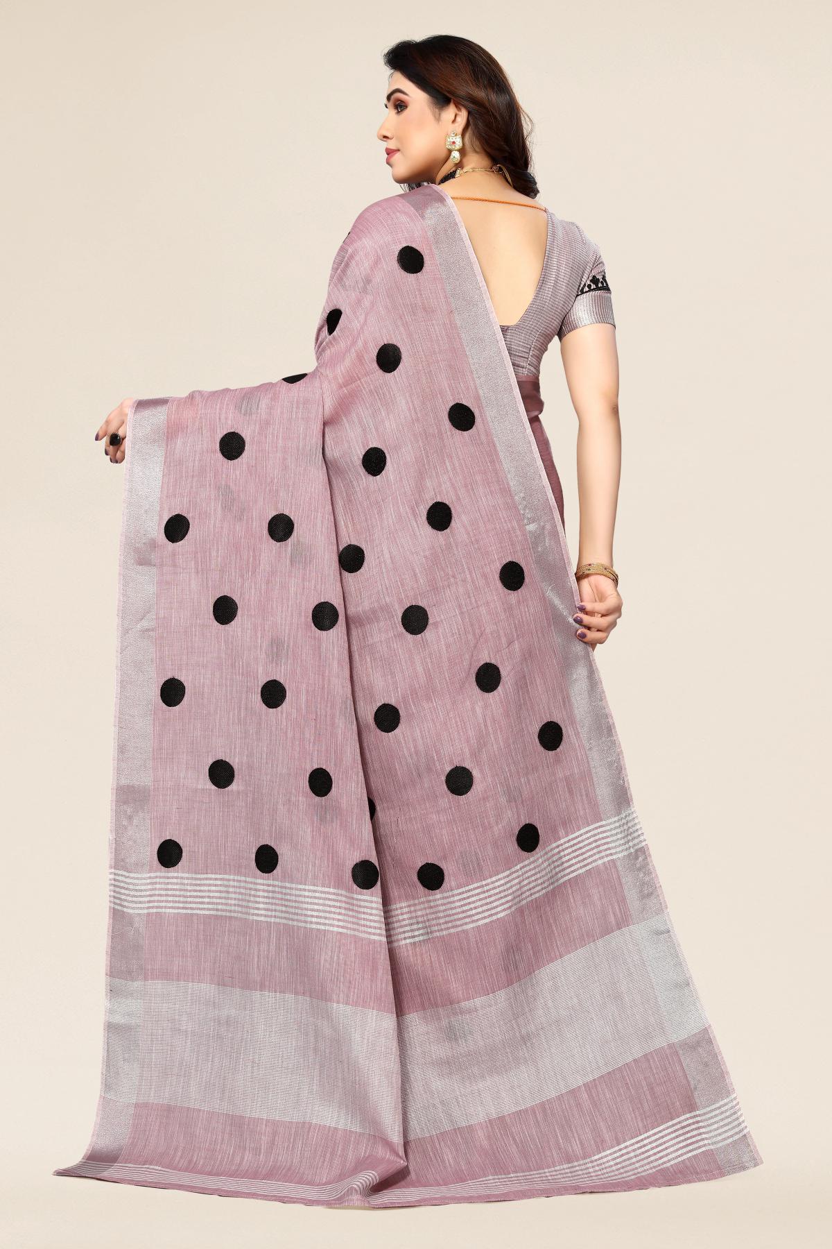 Dark Polka Dot Saree For Women