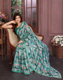Dark Green Ready To Wear Shibori Print Saree