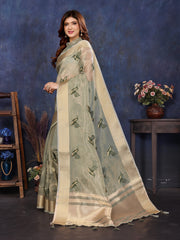Designer grey viscose saree for women