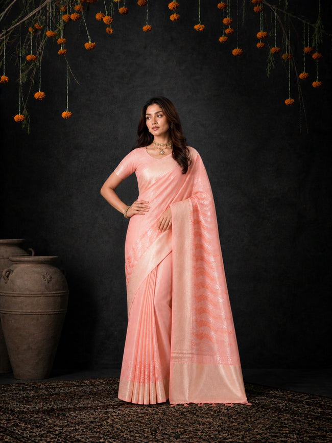 Pink Cotton Silk Embroidery Saree