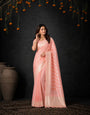 Pink Cotton Silk Embroidery Saree