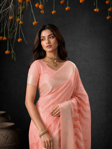Pink Cotton Silk Embroidery Saree