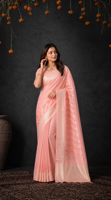 Pink Cotton Silk Embroidery Saree