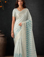 Rama Cotton Silk Embroidery Saree