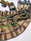 Elegant Rama embroidered saree for functions