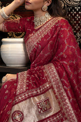 Maroon Bandhani Pattern Vichitra Silk Saree